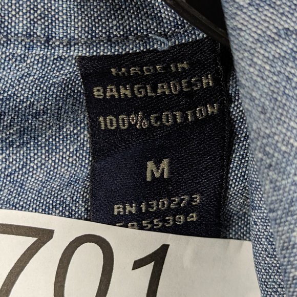 Wrangler* Men's Short Sleeve Button Down Curved Hem Double Pocket Shirt~ Medium - Picture 4 of 9